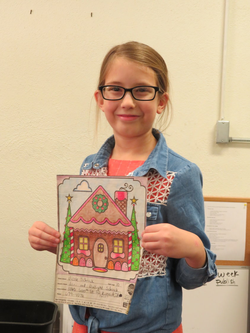 The winner of the 9-10 age category was 10-year-old Nicole Schrock, who received $10 in Kalona Kash, courtesy of The News.