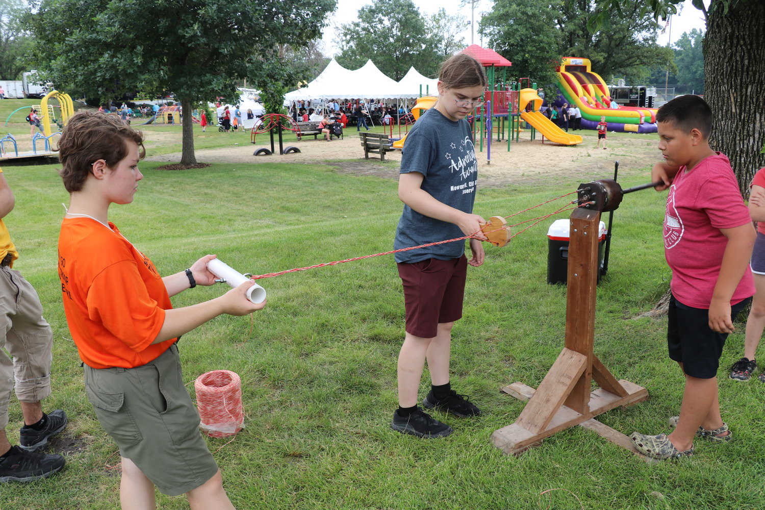 Scouts from Troop #234 held demonstrations on rope making.