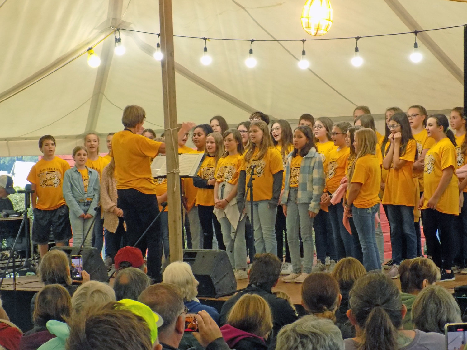 The Mid-Prairie Middle School choir drew a crowd on Friday afternoon.