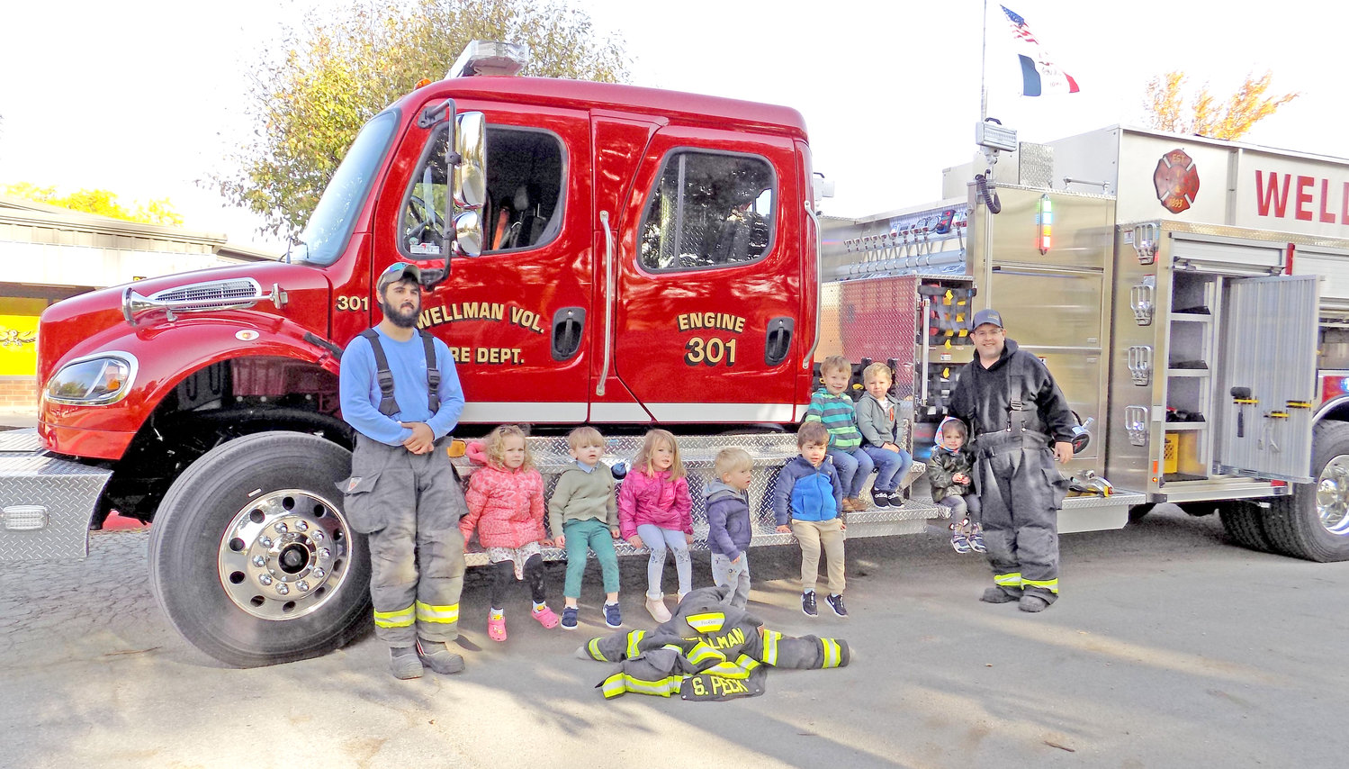 The preschoolers have been learning about fire prevention in the classroom with toy a firetruck, but they were especially excited to climb on and inside the real thing.