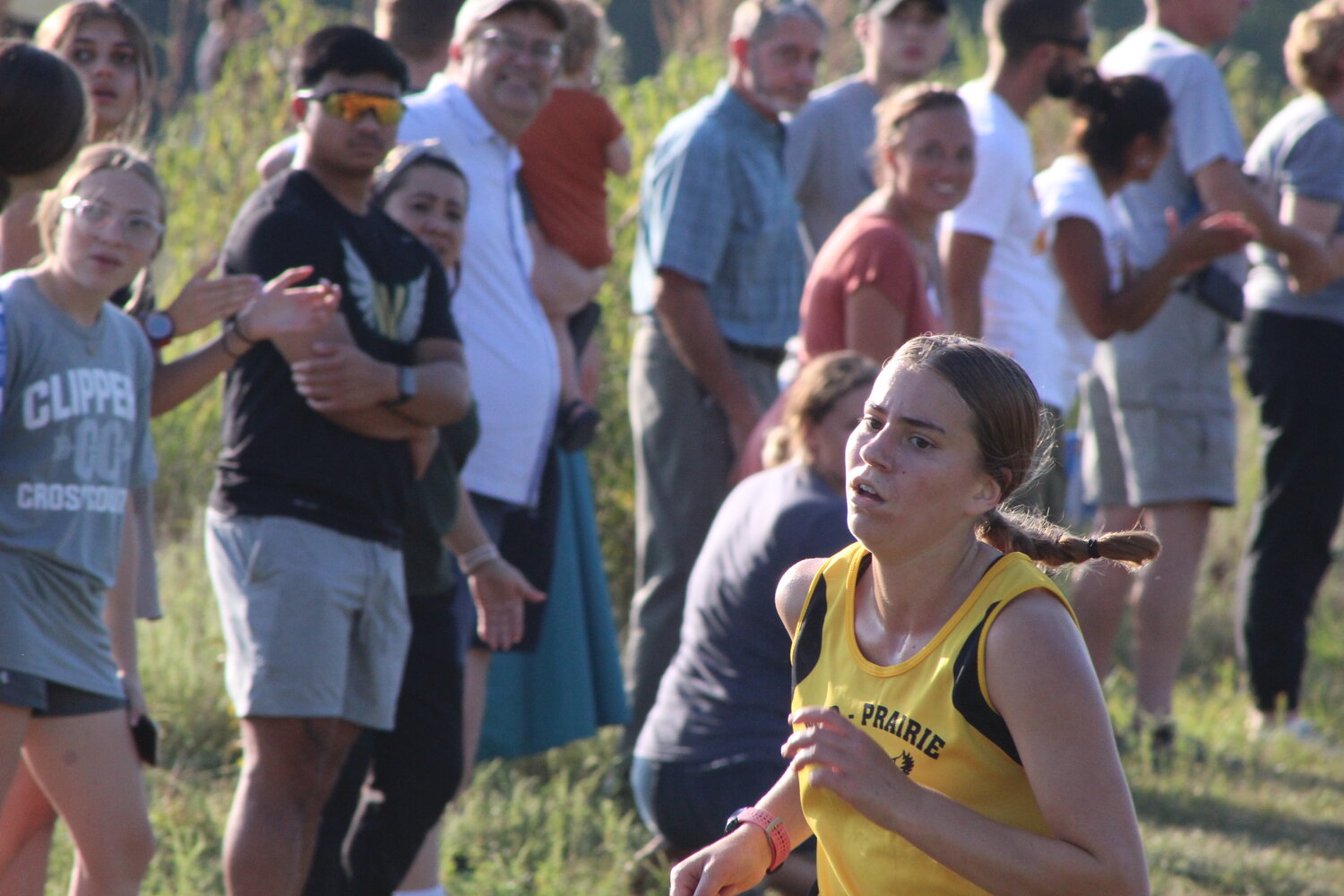 Danielle Hostetler of Mid-Prairie heads toward the finish line in the Trojan Early Bird meet held at the University of Iowa's Ashton course.